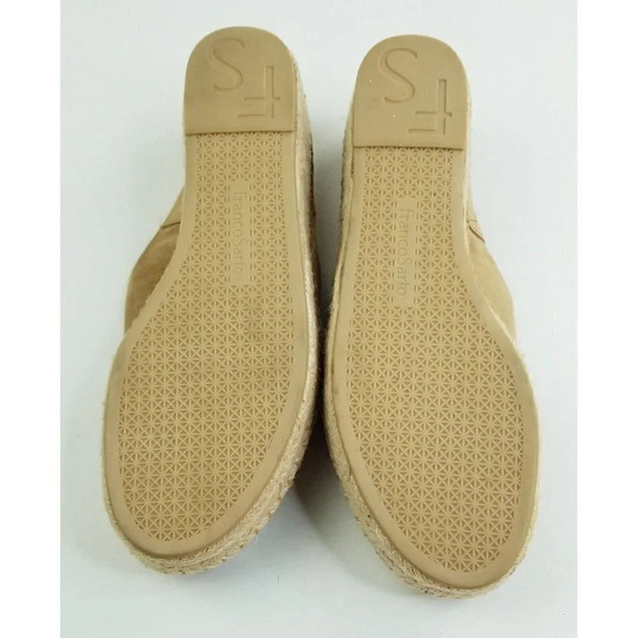 Franco Sarto Size 11M Women's Camel Color Suede Slip On Wedge Heel Pine Slide - Picture 8 of 13